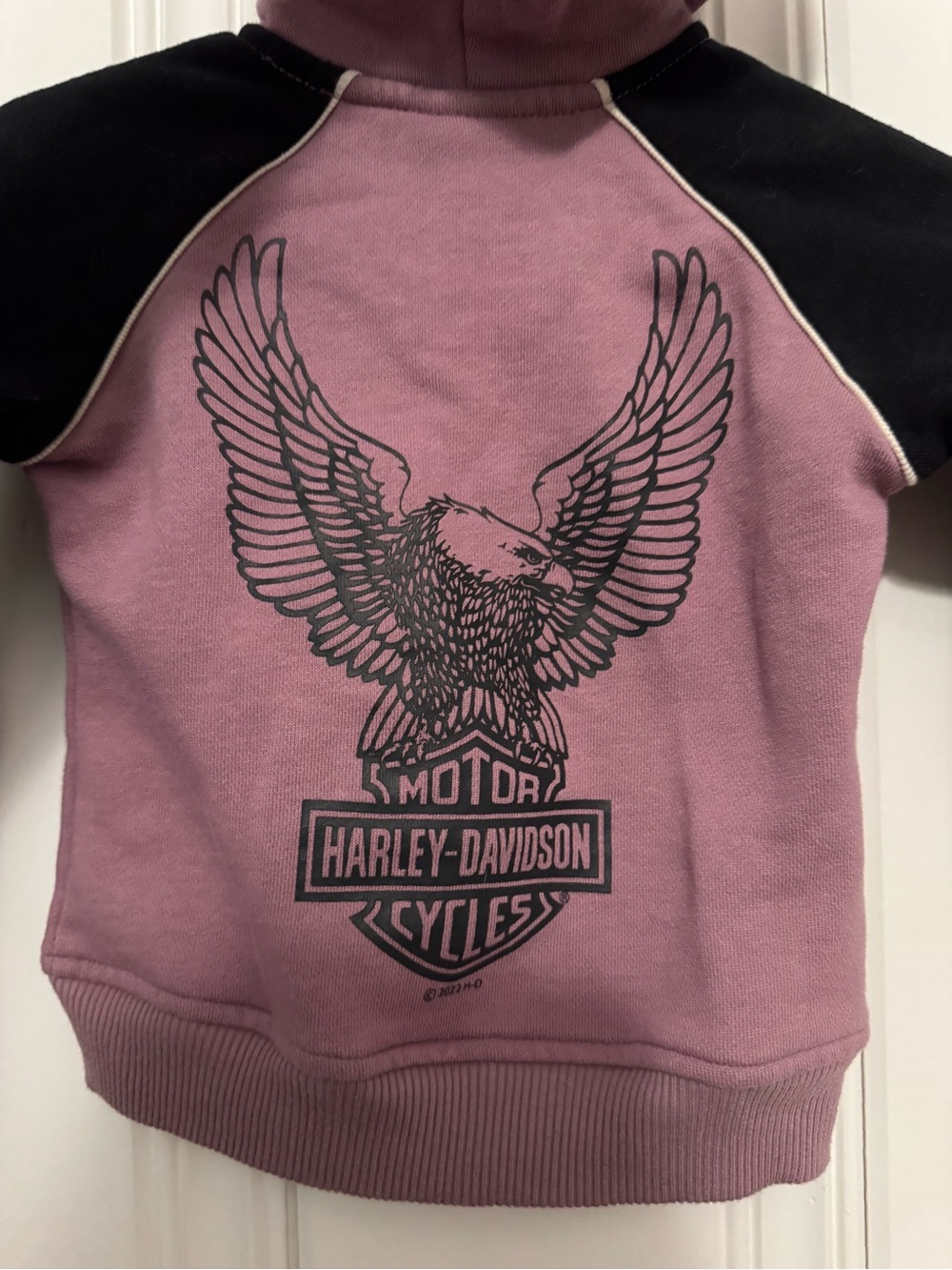 Harley-Davidson Kids Mauve Zip Hoodie with Black Sleeves